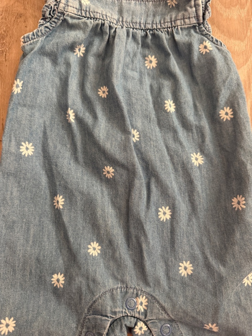 Carter's Light Blue Denim Daisy Overalls Romper - Picture 4 of 6